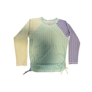 Vineyard Vines Little Girl signature whale print rash guard long sleeve large